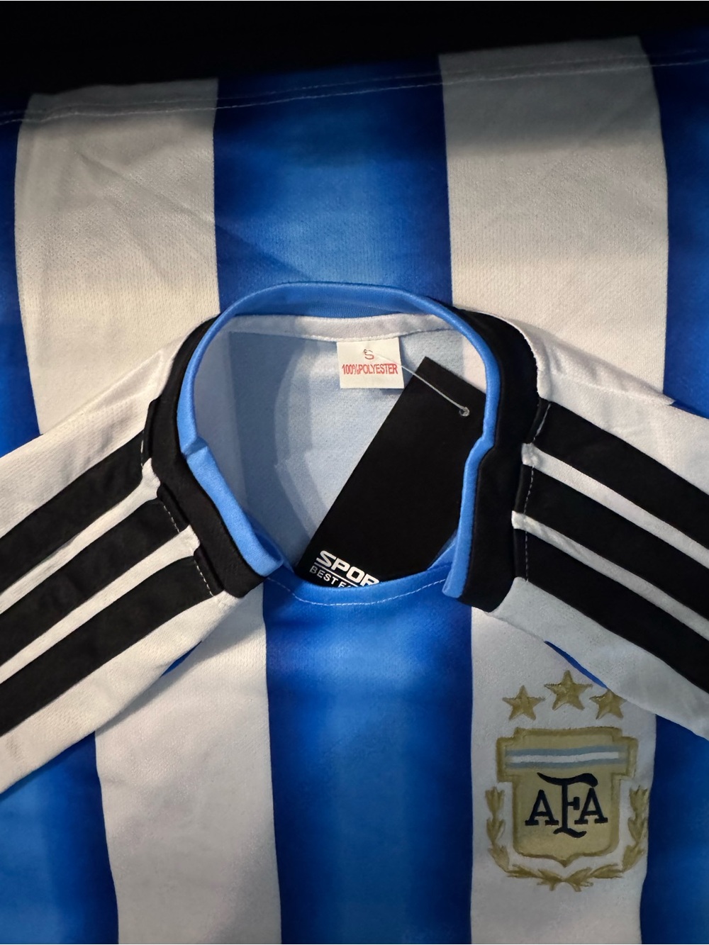 Argentina Blue & White Striped Soccer Jersey with AFA Crest